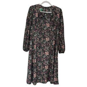 VTG 90's CASUAL MAKER by Sy Frankl Poly FLORAL PRINT Midi Dress 16.5 Cottagecore